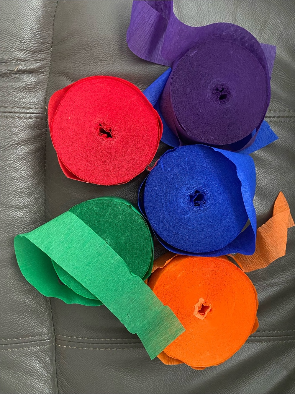 Multicolor Party Streamers - Red, Purple, Blue, Green, Orange Crepe Paper